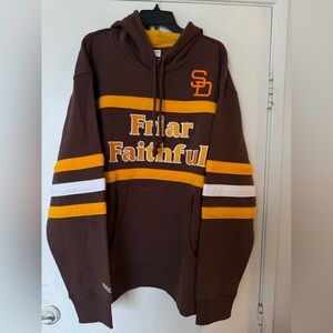 MITCHELL AND NESS San Diego Padres Satin hoodie Men 2XL- Brown / Yellow